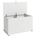 Coffre de Rangement, Banc de Rangement avec Couvercle Rabattable et Charnières de Sécurité, 80 x 40 x 45 cm, Blanc-0