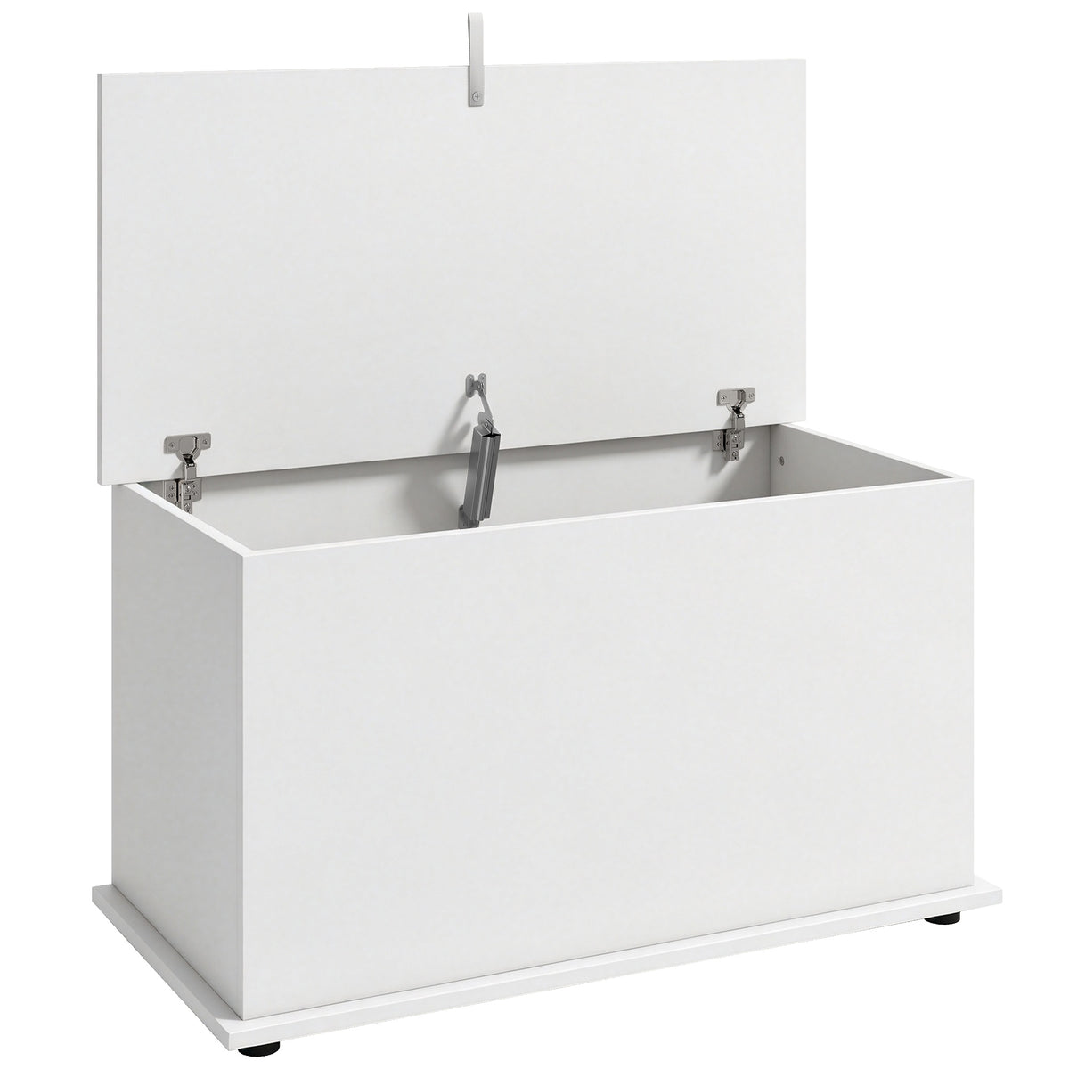 Coffre de Rangement, Banc de Rangement avec Couvercle Rabattable et Charnières de Sécurité, 80 x 40 x 45 cm, Blanc-0
