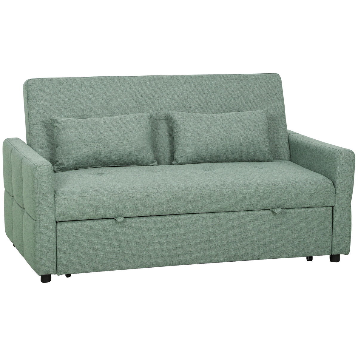 Canapé Convertible 2 Places 3 en 1, Canapé-Lit Clic Clac 160 cm, Dossier Réglable, Assise Large, 2 Oreillers, Vert-0