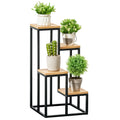 Étagère à plantes étagère à fleurs en métal et bois 4 niveaux de différentes hauteurs style industriel 34 x 34 x 66 cm-0
