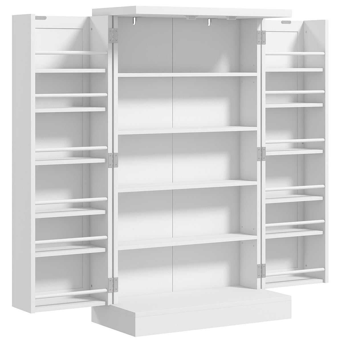 Armoire meuble de cuisine garde-manger 2 portes avec 5 étagères et 12 étagères - dim. 60L x 30l x 104H cm - blanc-0