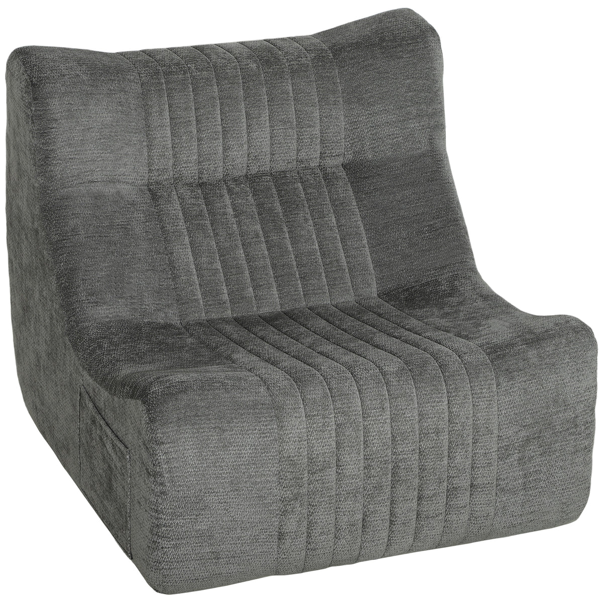 Canapé Paresseux Chaise de Sol à Silhouette Papillon avec Poches Latérales, sans Assemblage, 80x90x76cm, Gris Châtaigne-0