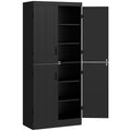 Buffet haut cuisine, armoire de cuisine avec 4 portes à 6 niveaux et étagères réglables, 76 x 40 x 176,7 cm, noir-0