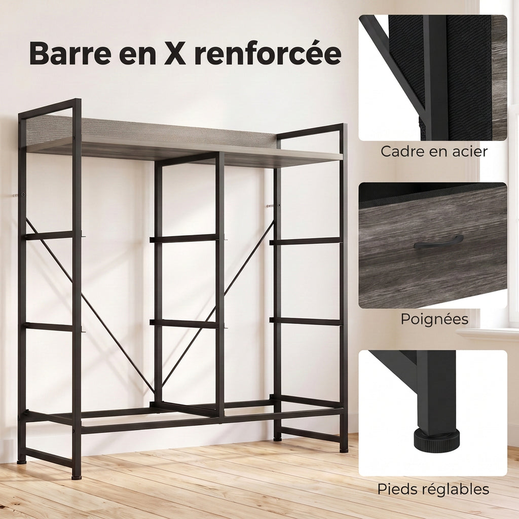 Commode, Meuble de Rangement pour Chambre, 6 Tiroirs en Tissu en Lin, Cadre en Acier, 80 x 29 x 85 cm, Gris-6