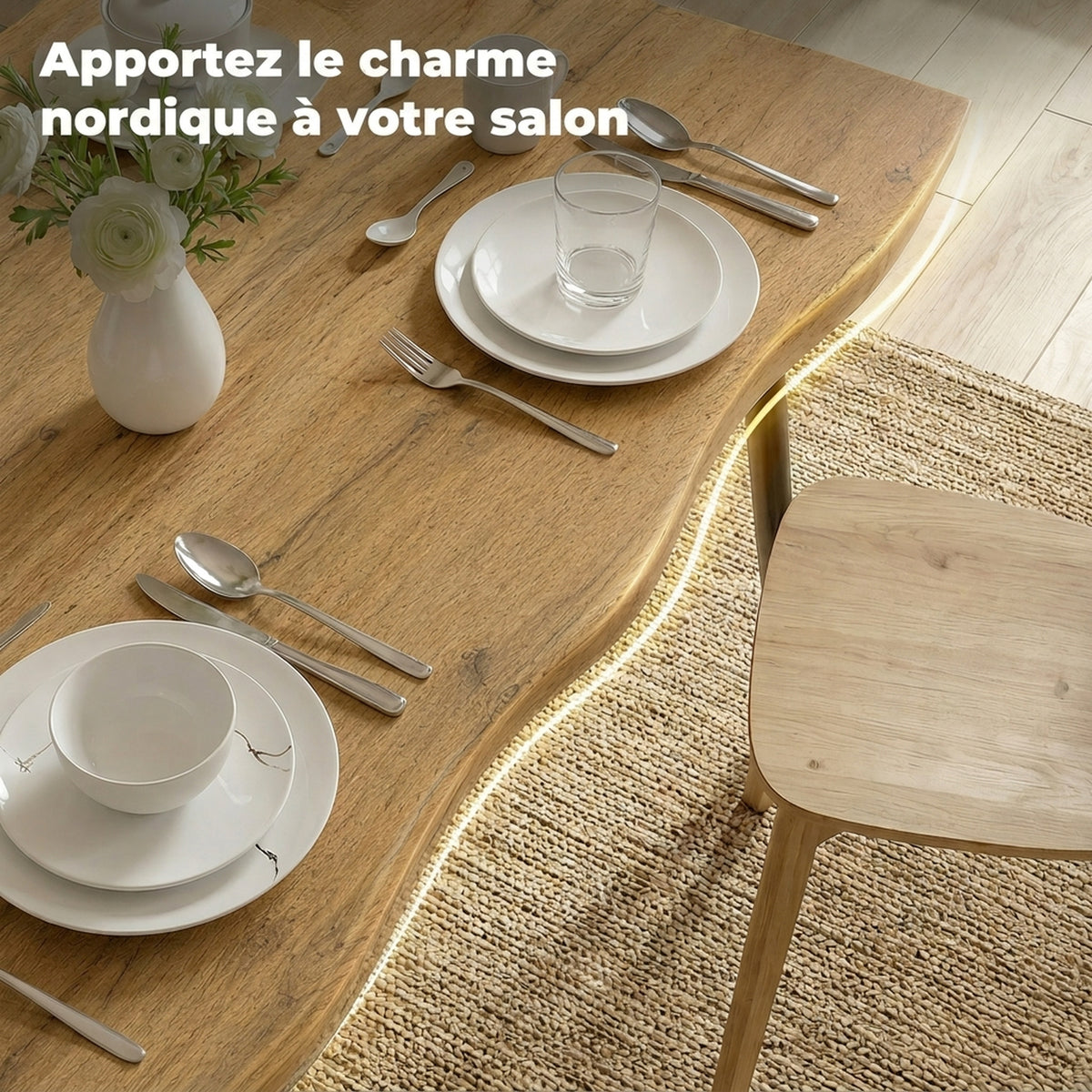 Table à Manger pour 4 Personnes, 110 x 70 x 75 cm, Table de Cuisine Rectangulaire, Plateau Épais Effet Bois, Chêne-4