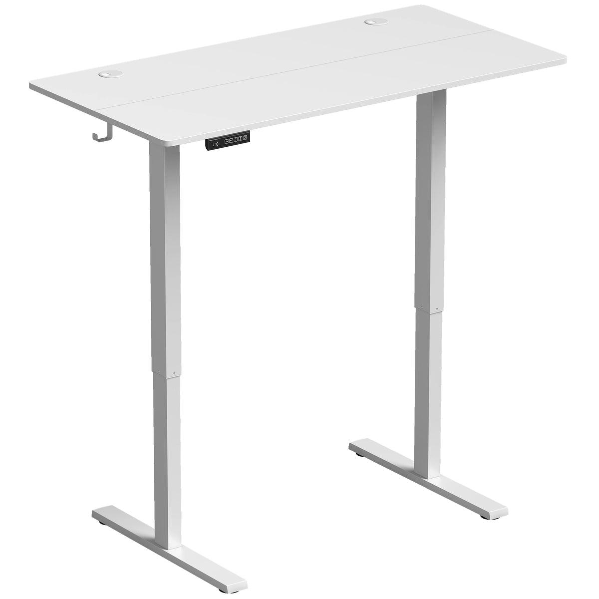Bureau Assis Debout Électrique 120 x 60 cm, Mémoire 3 Hauteurs, Sécurité Enfant et Anti-Collision, pour Travail, Blanc-0