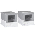 Lot de 2 maisons de toilette pour chat pliable double porte battante et supérieure pelle fourni 47,5 x 35,5 x 36,7 cm-0
