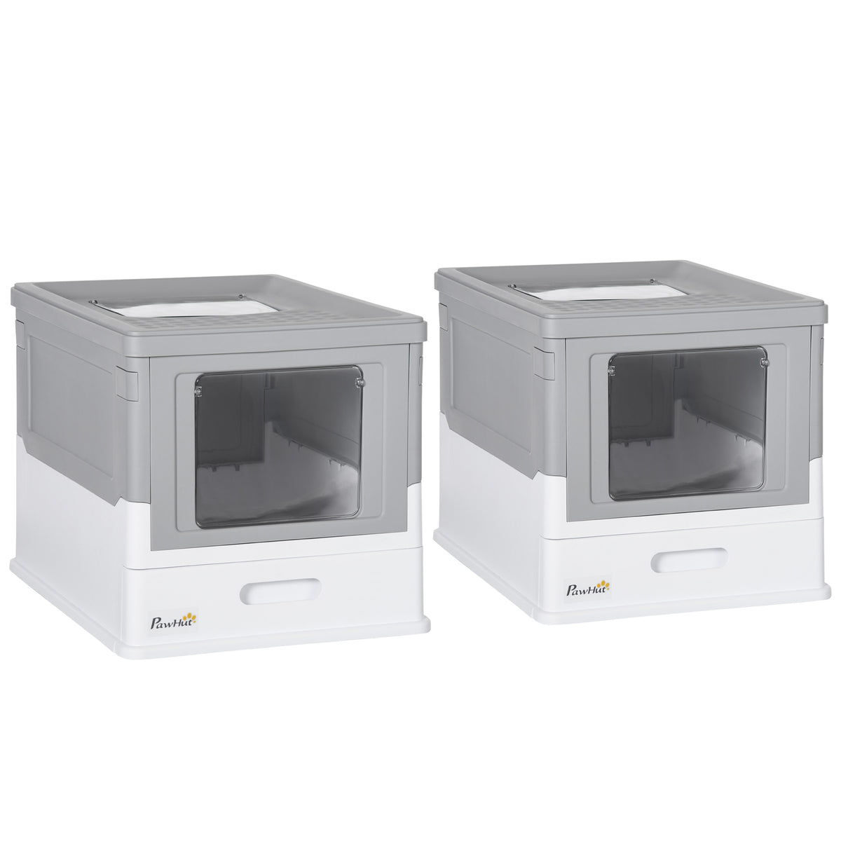 Lot de 2 maisons de toilette pour chat pliable double porte battante et supérieure pelle fourni 47,5 x 35,5 x 36,7 cm-0