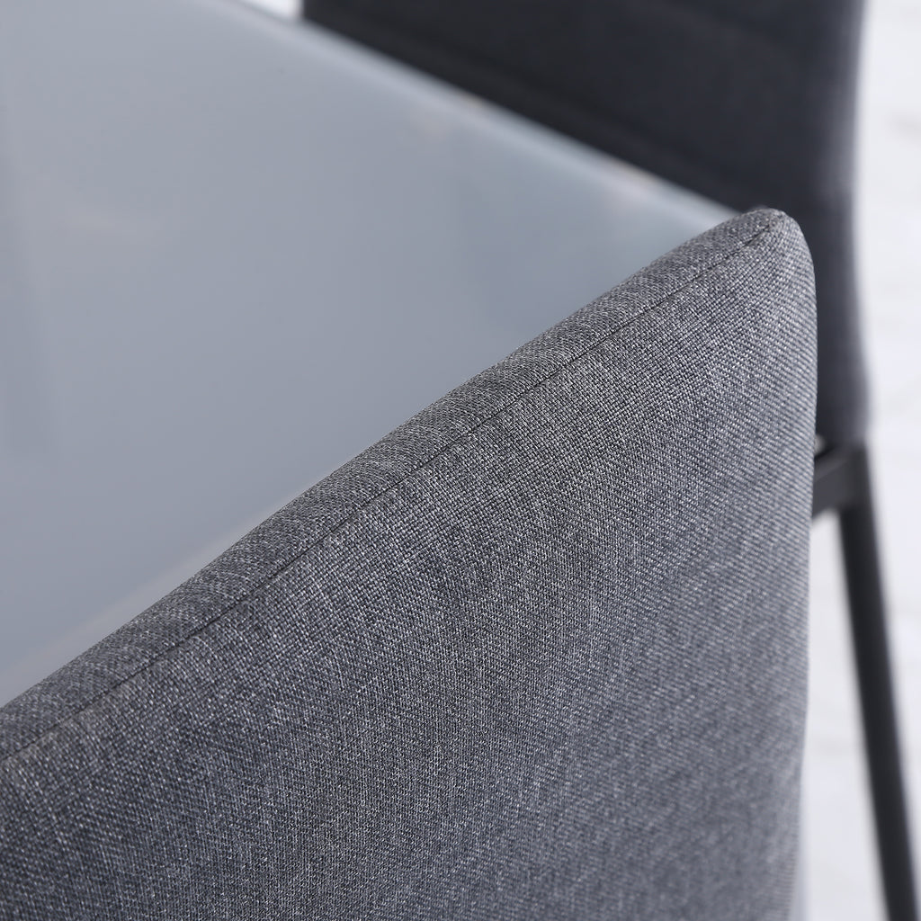 Lot de 4 chaises de salle à manger chaises de cuisine avec dossier haut pieds en métal et tissu en lin 41x50x97cm gris-6