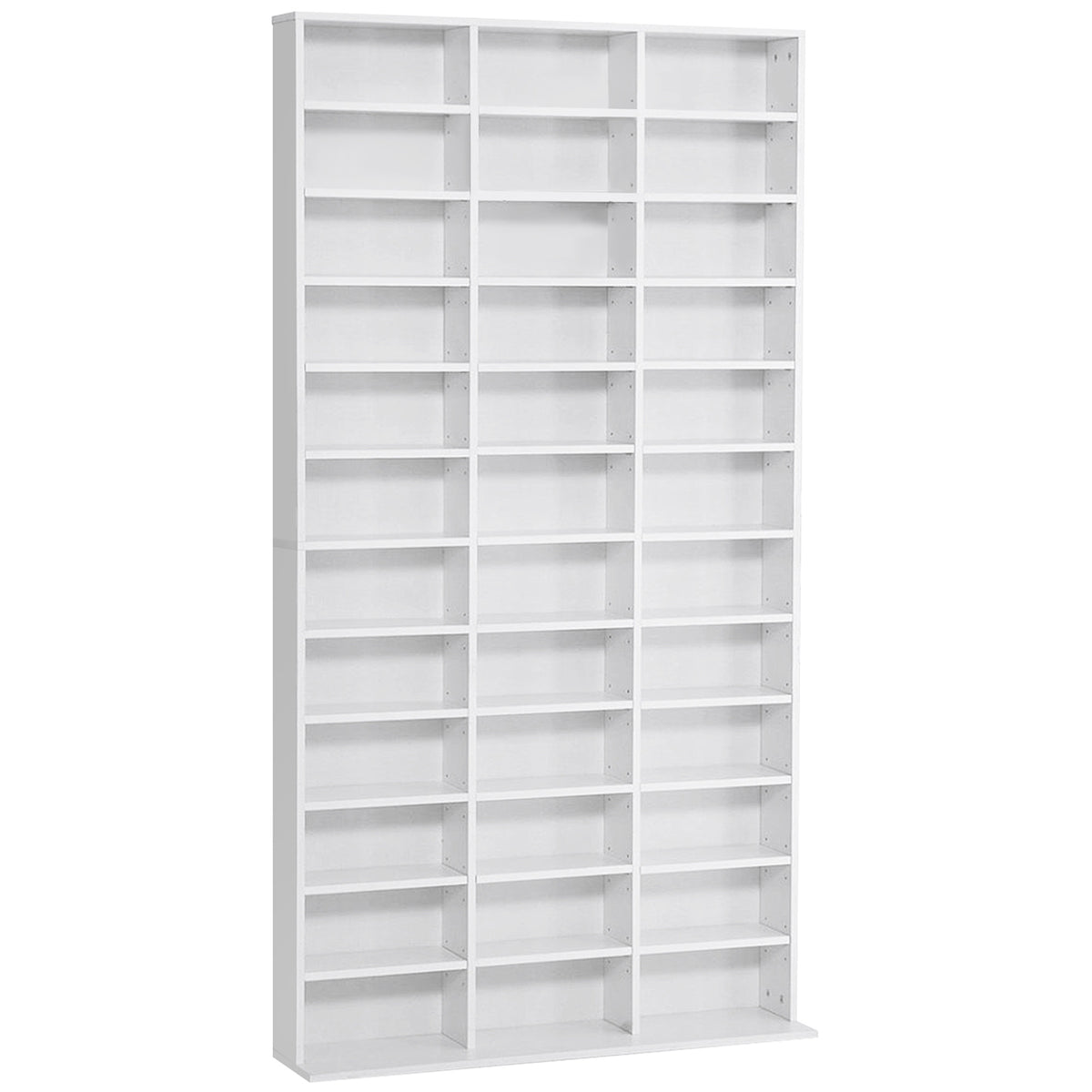 Étagère Rangement CD/DVD Meuble de Rangement pour 1116 CDs 36 Compartiments réglables en Hauteur Blanc-0