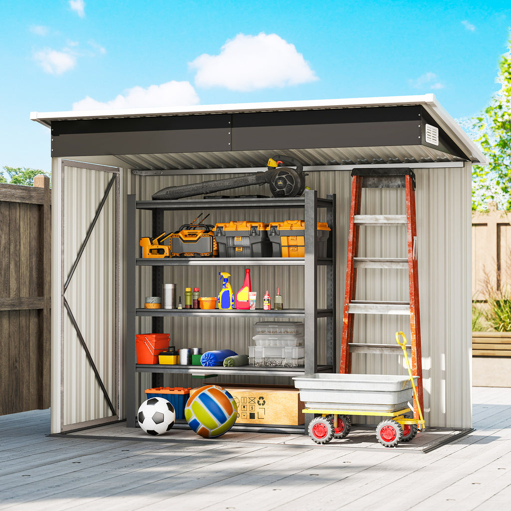 Abri de jardin en métal cabane jardin extérieure triple porte verrouillable toit incliné aérations 234x132x185cm gris-7