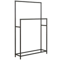 Porte serviettes sur pied sèche serviette 2 niveaux en métal pour la salle de bain, dim. 66l x 20P x 110H cm, noir-0