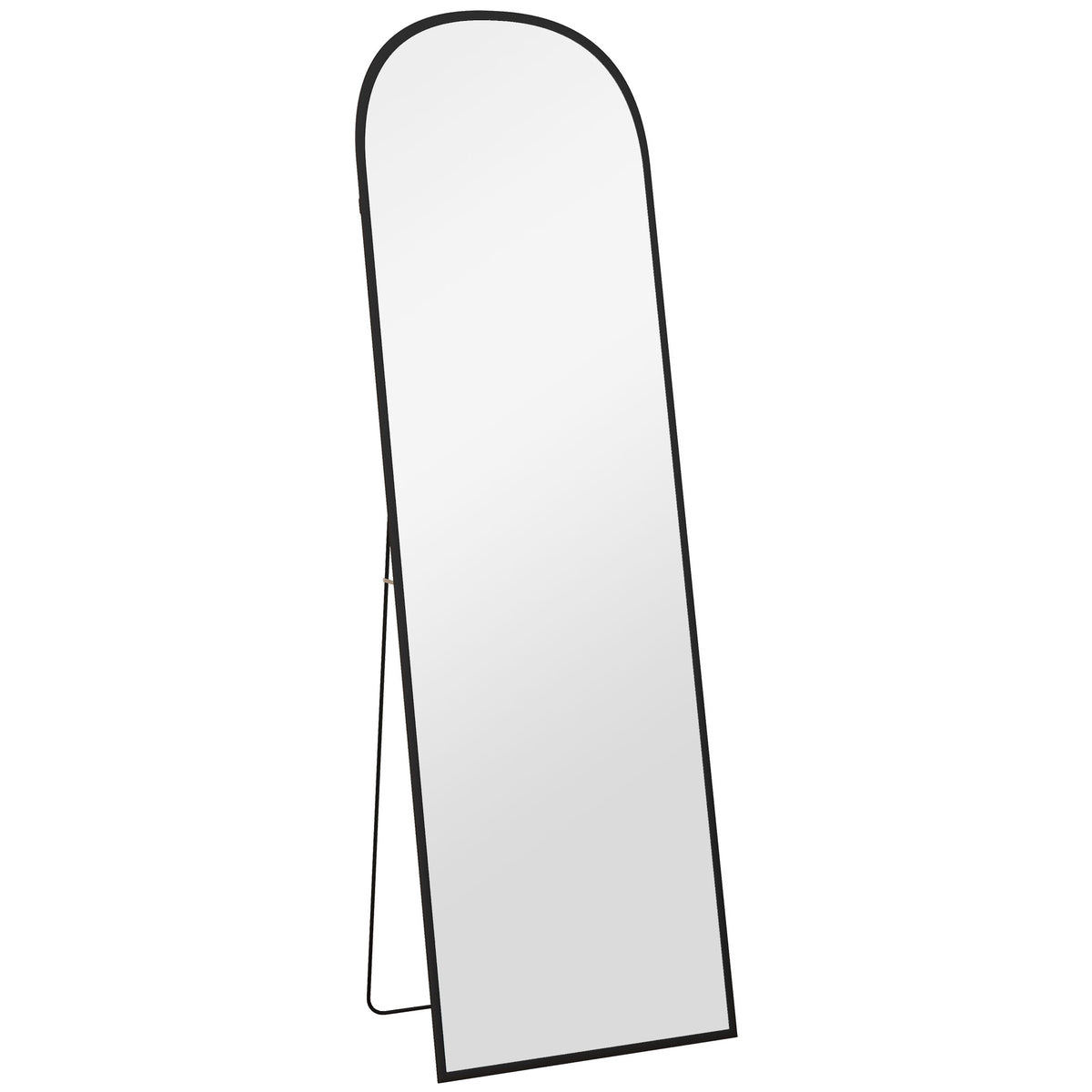 Miroir sur pied rectangulaire arrondi cadre en aluminium avec support pour entrée chambre dressing 50 x 161,5 cm noir-0