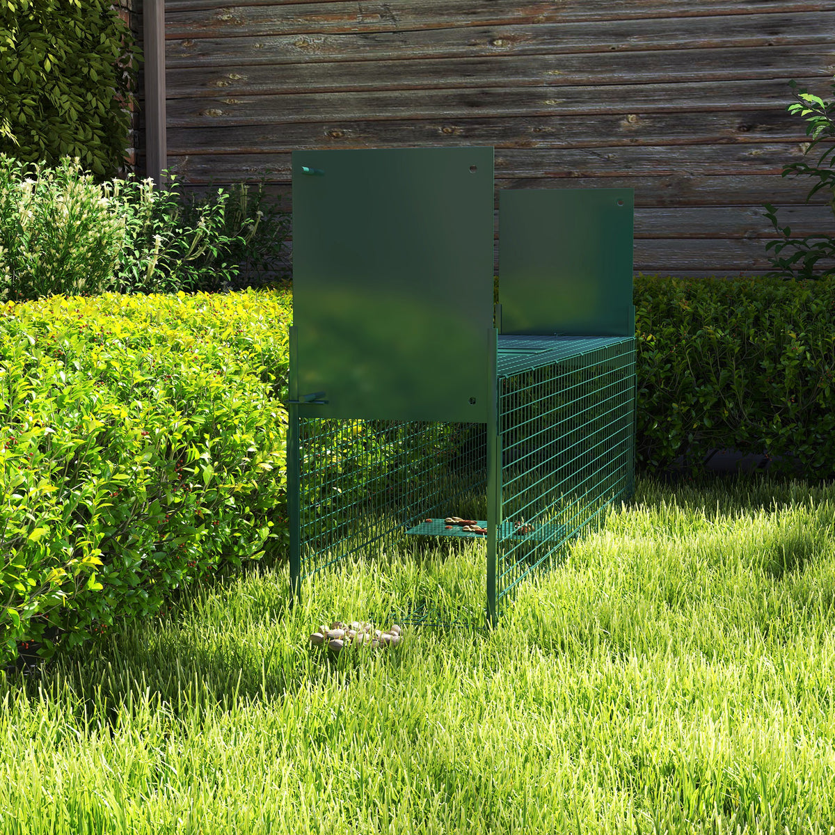 Piège Vivant Cage Attrape 100x25x28cm Piège Fouine pour Martres, Rats, Souris - 2 entrées + poignée - métal vert-8