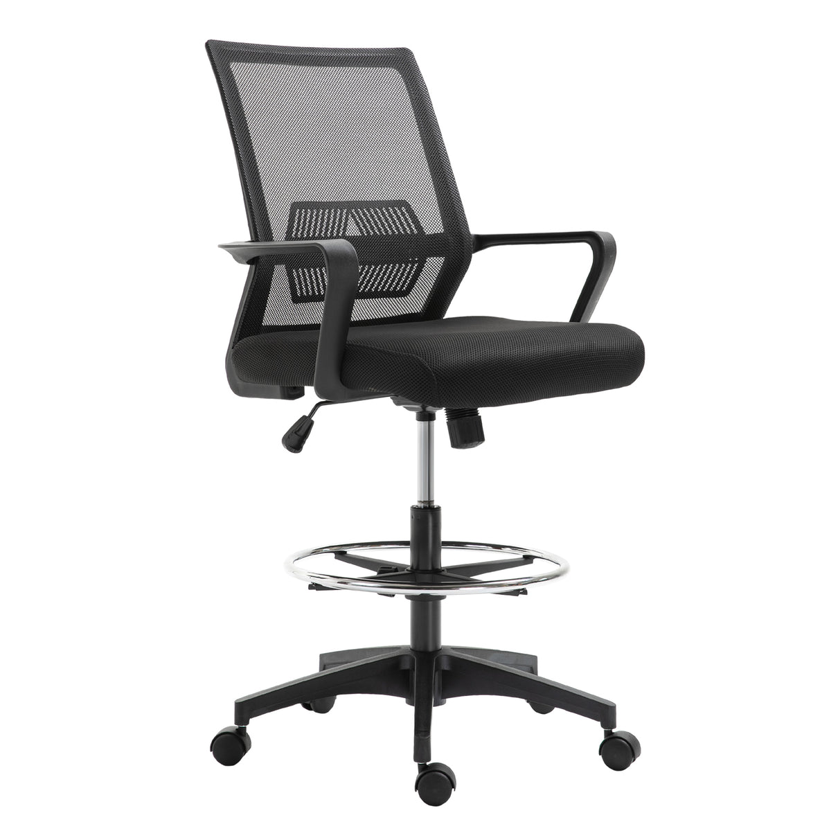 Fauteuil de bureau chaise de bureau assise haute réglable dim. 64L x 59l x 104-124H cm maille respirante noir-0