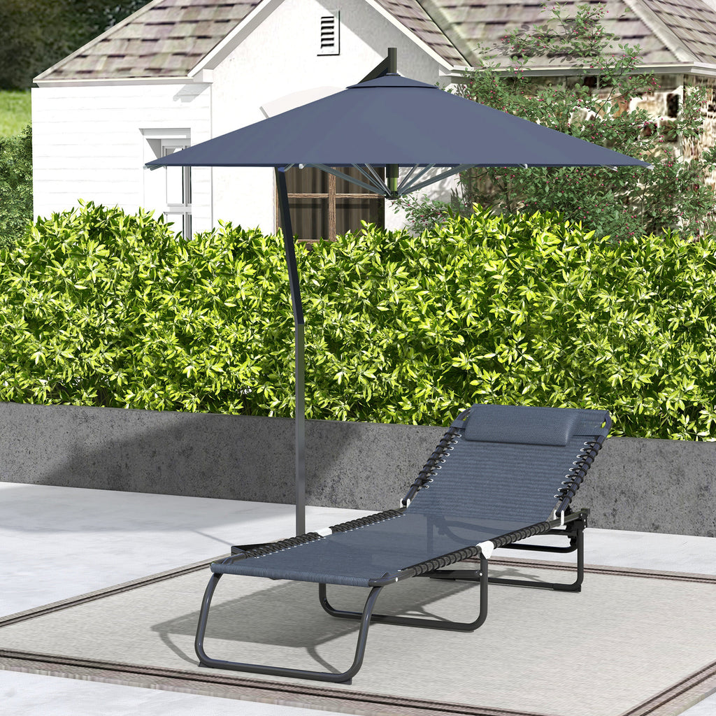 Bain de Soleil transat Pliable Dossier inclinable Multi-Positions Acier thermoplastique Lacets élastiques Noir-6