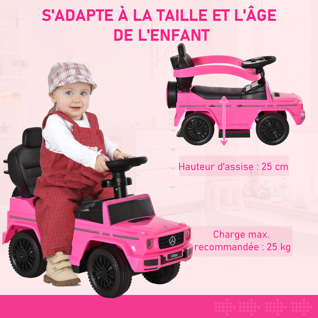 Porteur Enfants Voiture Enfant Multi-équipée 12-36 Mois klaxon Marche-Pieds, Garde-Corps et ombrelle Rose-5