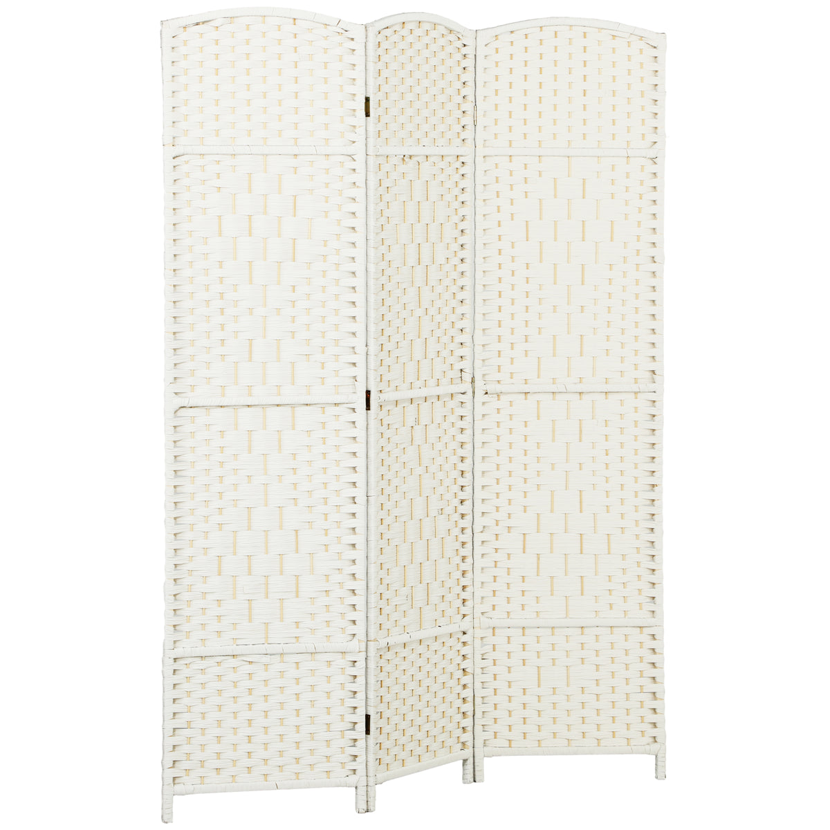 Paravent intérieur en bois 3 panneaux séparateur de pièce pliable pour salon chambre 135 x 180 cm blanc-0