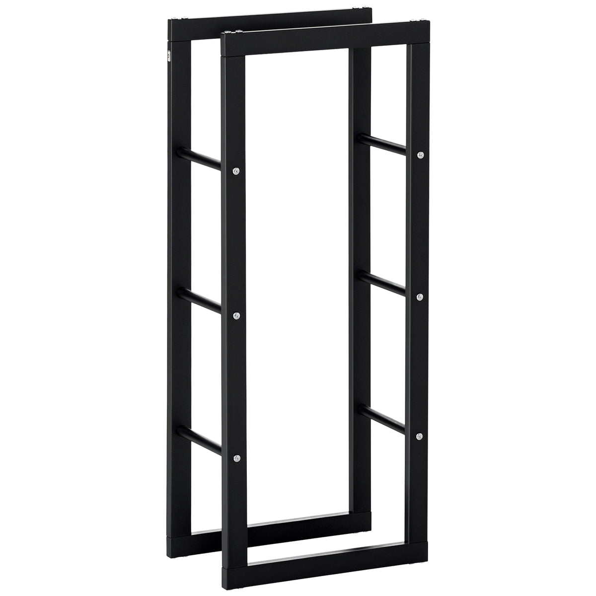Range bûches Etagère porte bois de cheminée porte-bûches intérieur et extérieur charge max. 100 Kg dim. 40L x 25l x 100H cm métal noir-0