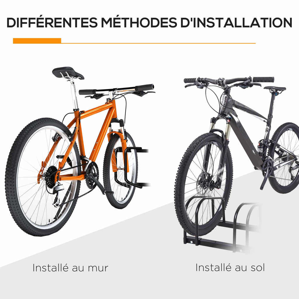 Râtelier 5 vélos range-vélos support rangement vélo à pneu 65 mm dim. 145L x 33l x 27H cm acier noir-8