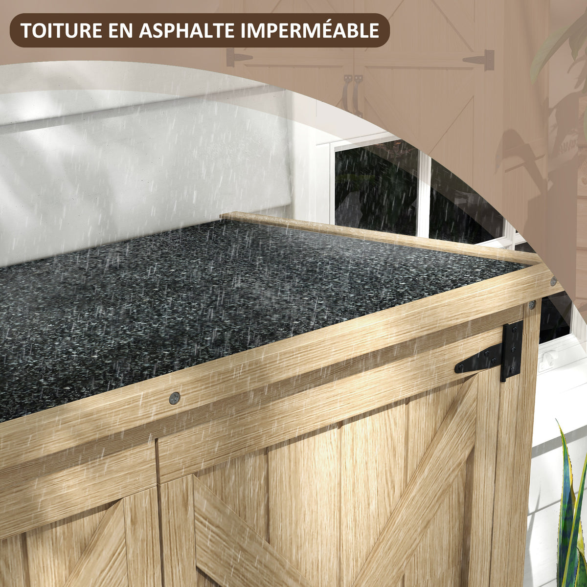 Armoire de jardin abri remise pour outils 90L x 54.5P x 161/168,5H cm 2 étagères toit bitumé étanche bois pin autoclave-4