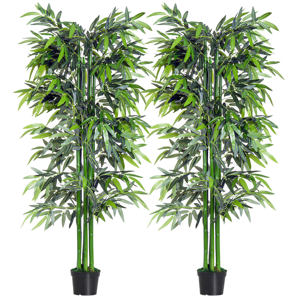 Lot de 2 Bambous Artificiel XXL 1,80H m arbre artificiel 1105 Feuilles denses réalistes Pot Inclus Noir Vert-0
