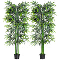 Lot de 2 Bambous Artificiel XXL 1,80H m arbre artificiel 1105 Feuilles denses réalistes Pot Inclus Noir Vert-0