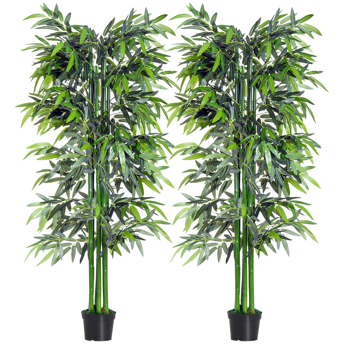 Lot de 2 Bambous Artificiel XXL 1,80H m arbre artificiel 1105 Feuilles denses réalistes Pot Inclus Noir Vert-0
