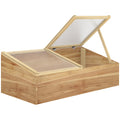 Mini Serre de Jardin Serre pour semis dim. 100L x 50l x 36H cm Toit 2 pans ouvrables séparemment Panneaux de Polycarbonate Bois Sapin pré-huilé-0