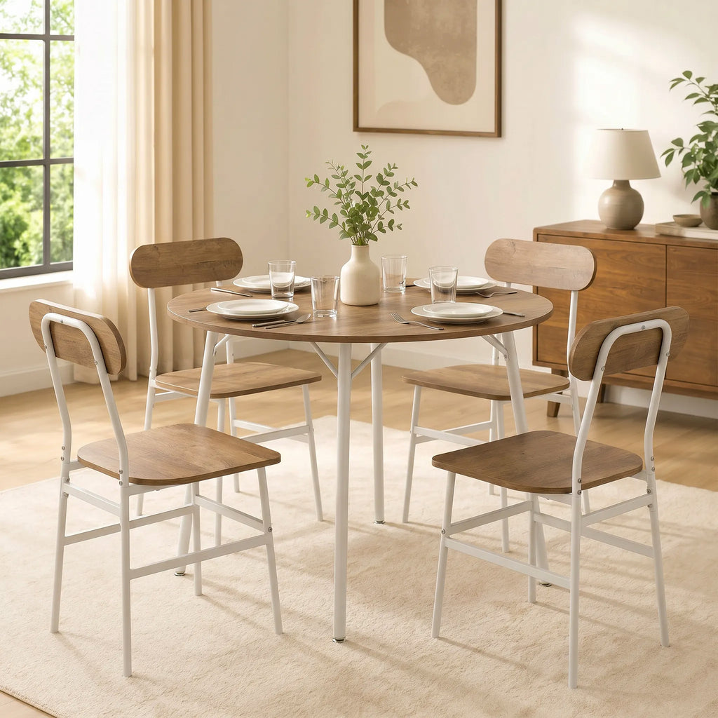 Ensemble table salle à manger avec 4 chaises, table de cuisine avec chaises pour 4 personnes, cadre en métal, naturel-1