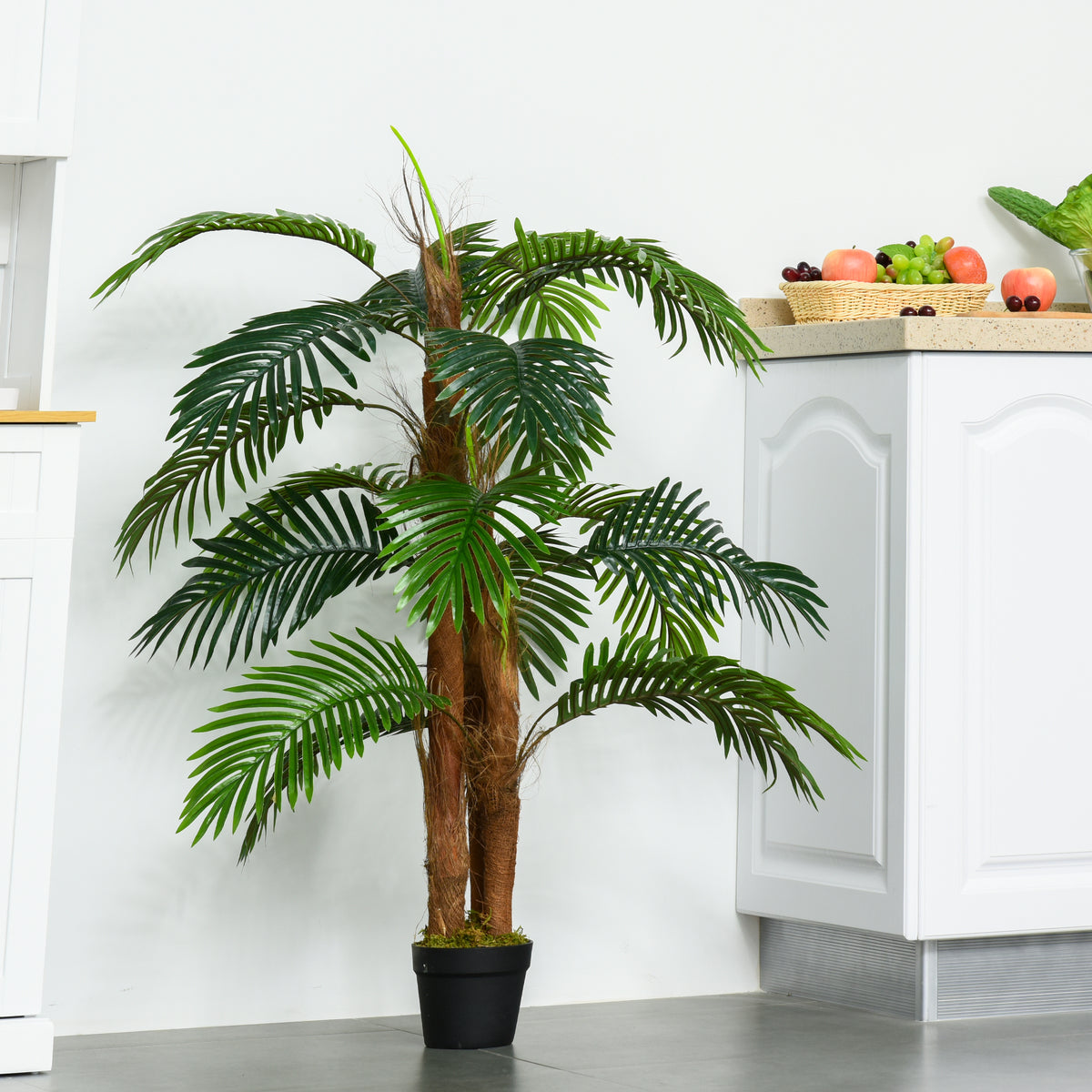 Palmier Artificiel Hauteur 1,2 m Arbre Artificiel Tronc Branches Lichen Feuilles Grand réalisme Pot Inclus-3