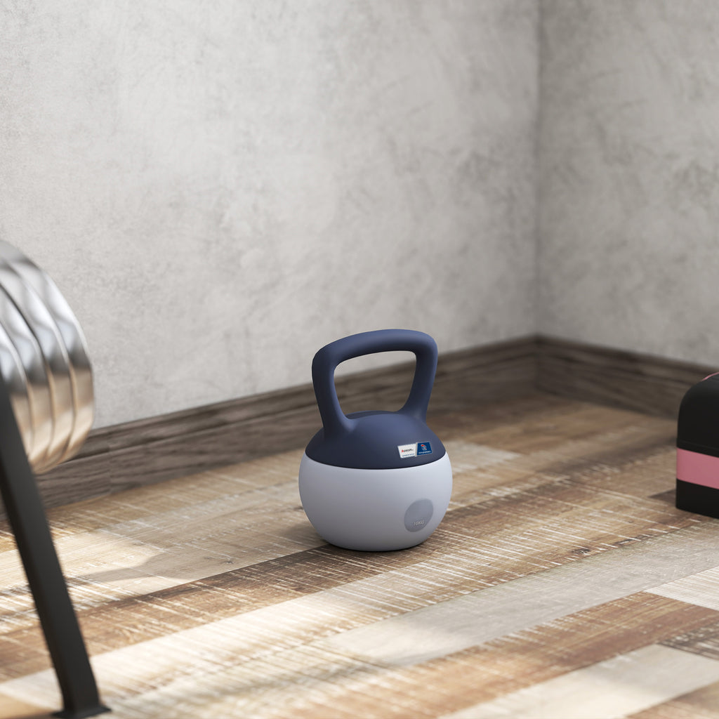 Kettlebell 10kg - haltère avec poignée antidérapante, gris et bleu-6