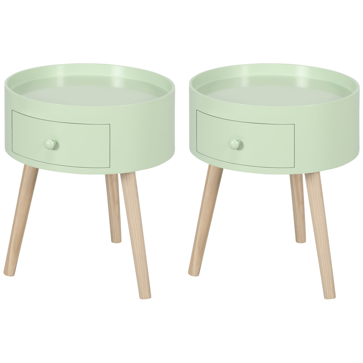 Lot de 2 tables basses - table de chevet - table de nuit ronde - design scandinave table d'appoint bout de canapé-6