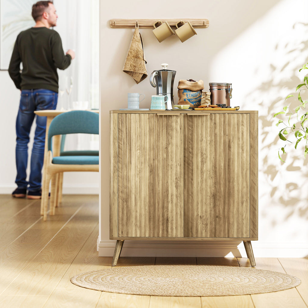 Buffet salon meuble de rangement avec placard à 2 portes et étagère réglable, 77 x 40 x 81 cm, aspect bois-1