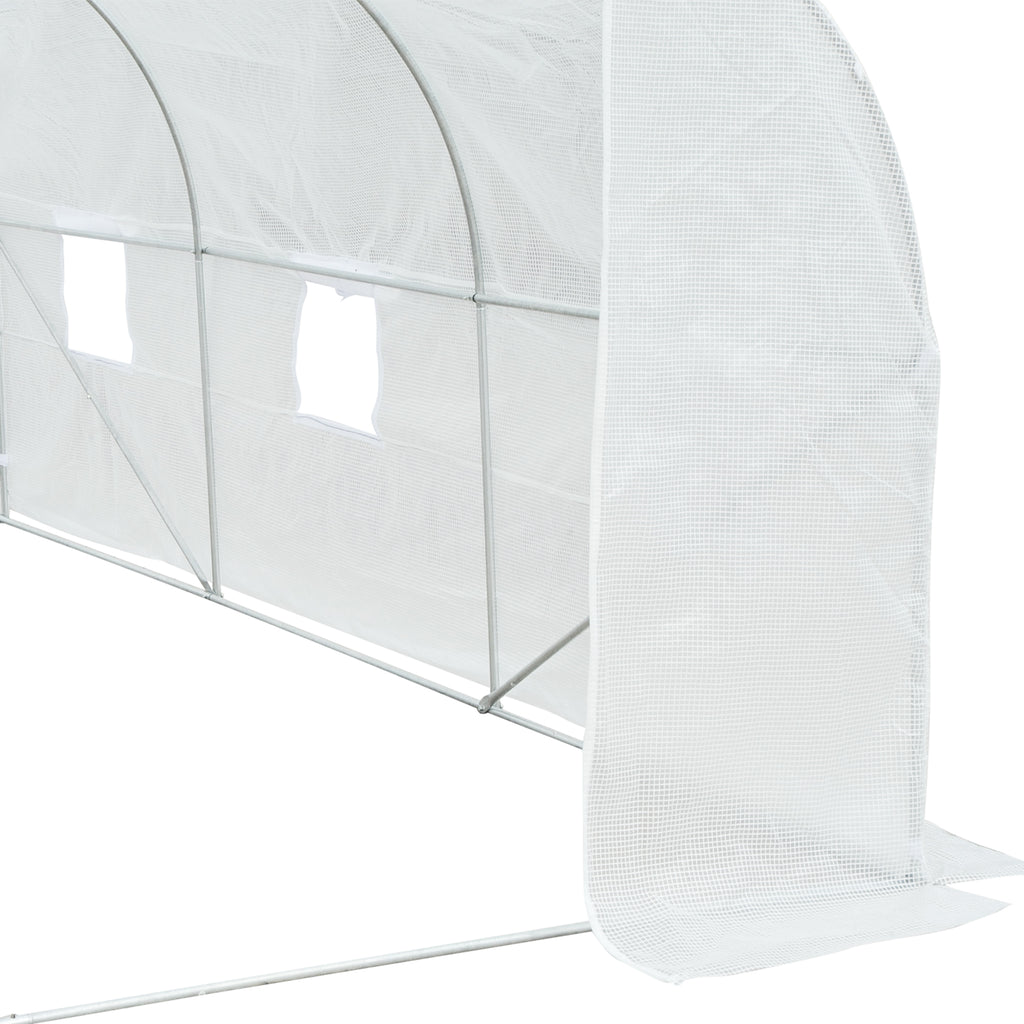 Serre Tunnel de Jardin 10,5 m² dim. 3,5L x 3l x 2H m Porte + 6 fenêtres enroulables Acier galvanisé bâche PE Haute densité Blanc-7