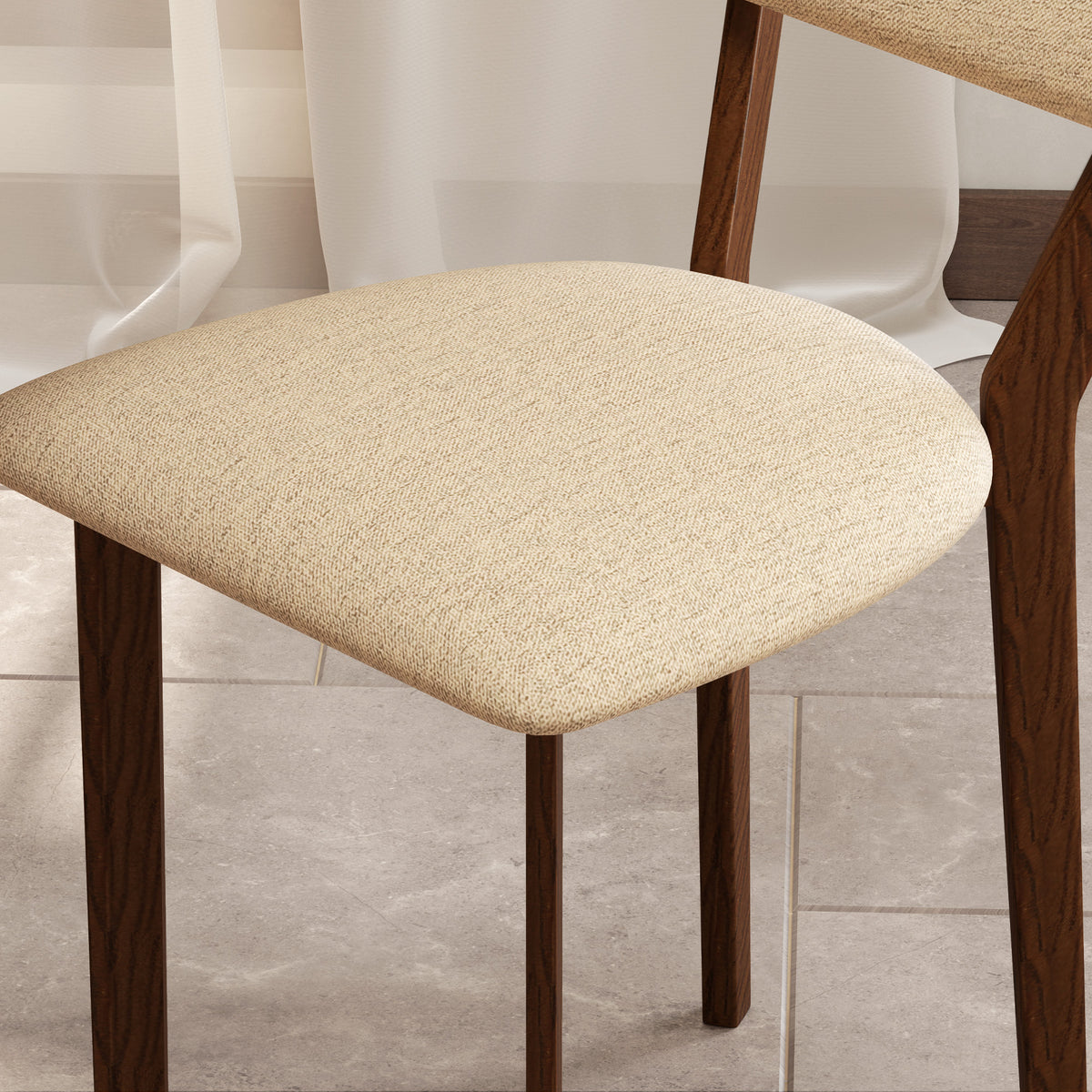 Lot de 2 chaises salle à manger chaises de cuisine avec dossier pieds en bois tissu effet lin 49 x 56 x 85 cm beige-8