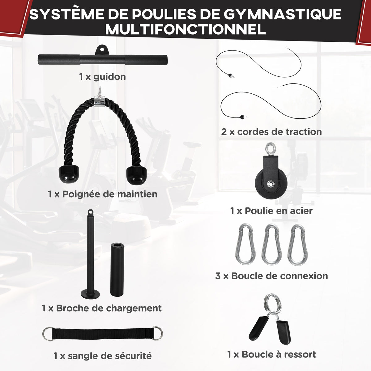 Système de poulie d'entraînement des triceps pour traction LAT biceps, triceps, épaules, dos, avant-bras-3