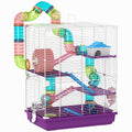 Cage pour hamster rongeur 4 étages avec tunnels mangeoire roue maison échelles 46 x 30 x 58 cm violet-0