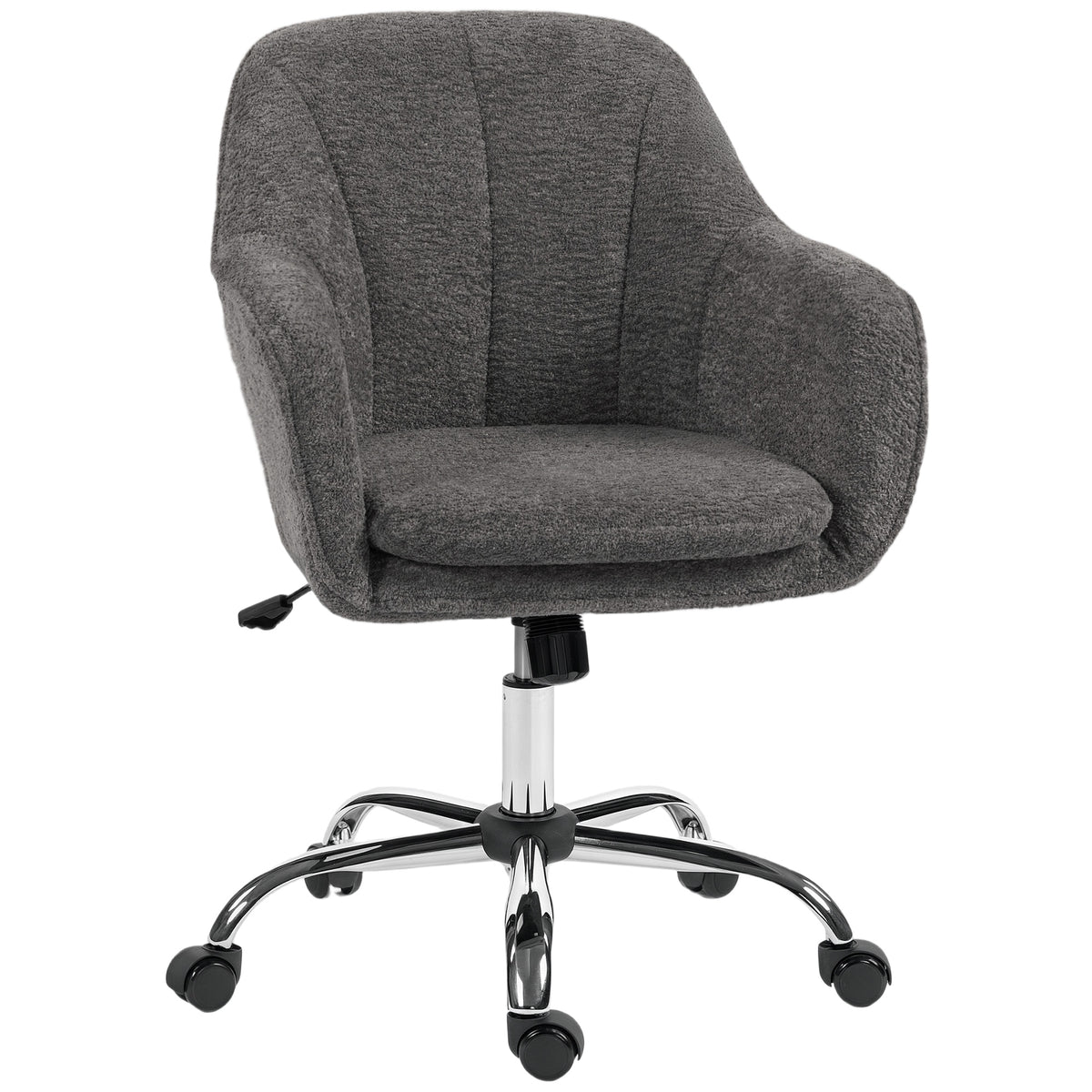 Chaise de bureau, fauteuil de bureau ergonomique réglable en hauteur, siège pivotante, fonction de bascule, gris-0