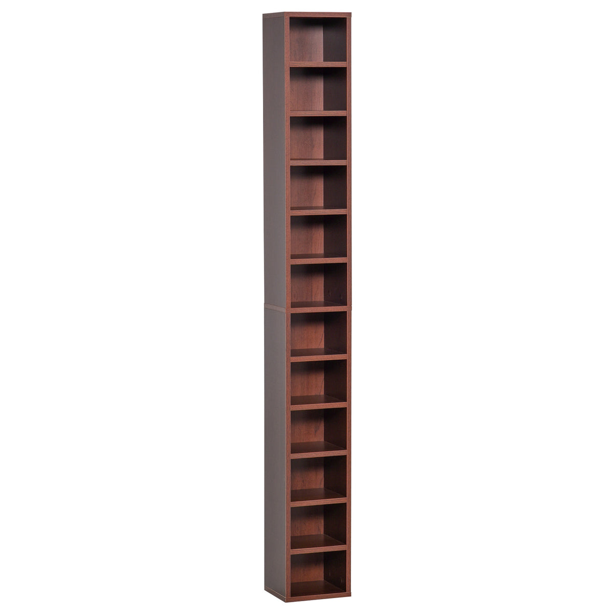 Rangements pour CD et DVD, étagère colonne de rangement, meuble de rangement avec 12 compartiments, capacité max. 204 CD, 21 x 20 x 175 cm, marron-0
