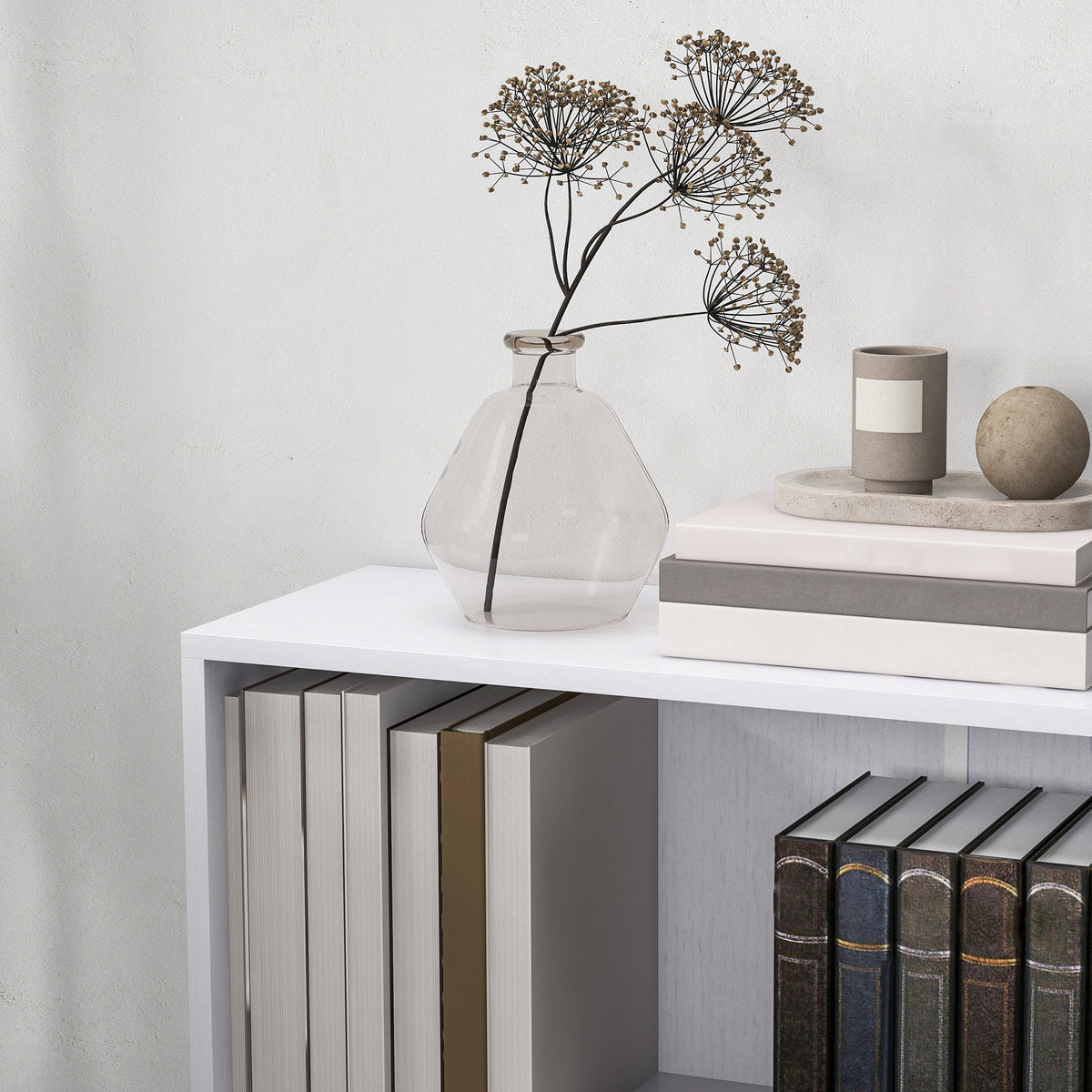 Bibliothèque étagère de rangement avec 2 compartiments et étagère réglable, 60 x 24 x 63 cm, blanc-7