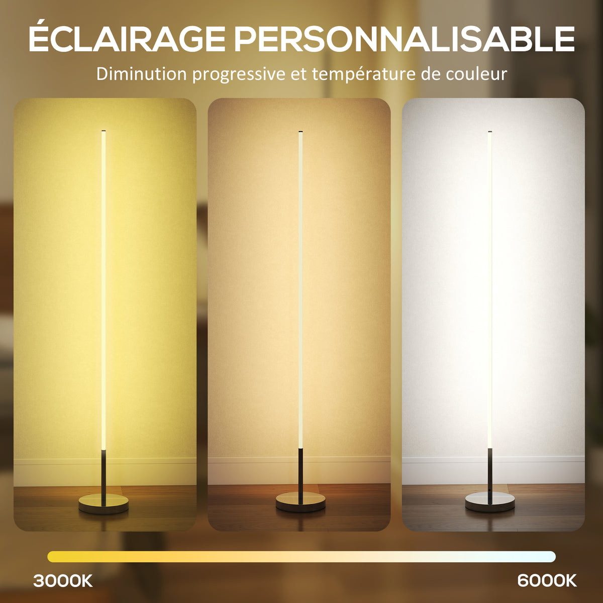 Lampadaire LED, lampadaire sur pied salon à intensité variable, télécommande, interrupteur à pied, Ø20x150cm, argent-3