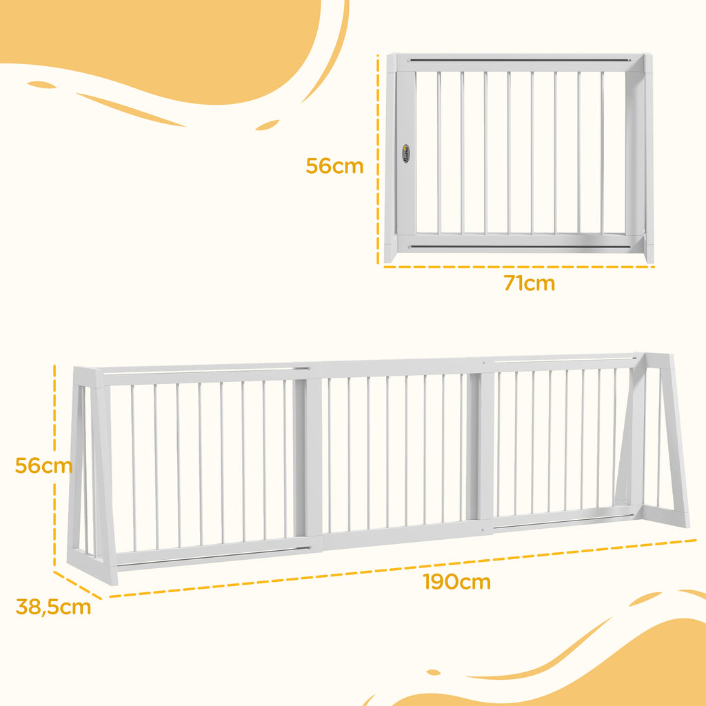 Barrière de sécurité pour chien barrière de protection à 3 panneaux rétractable 71-190 cm en bois - blanc-2