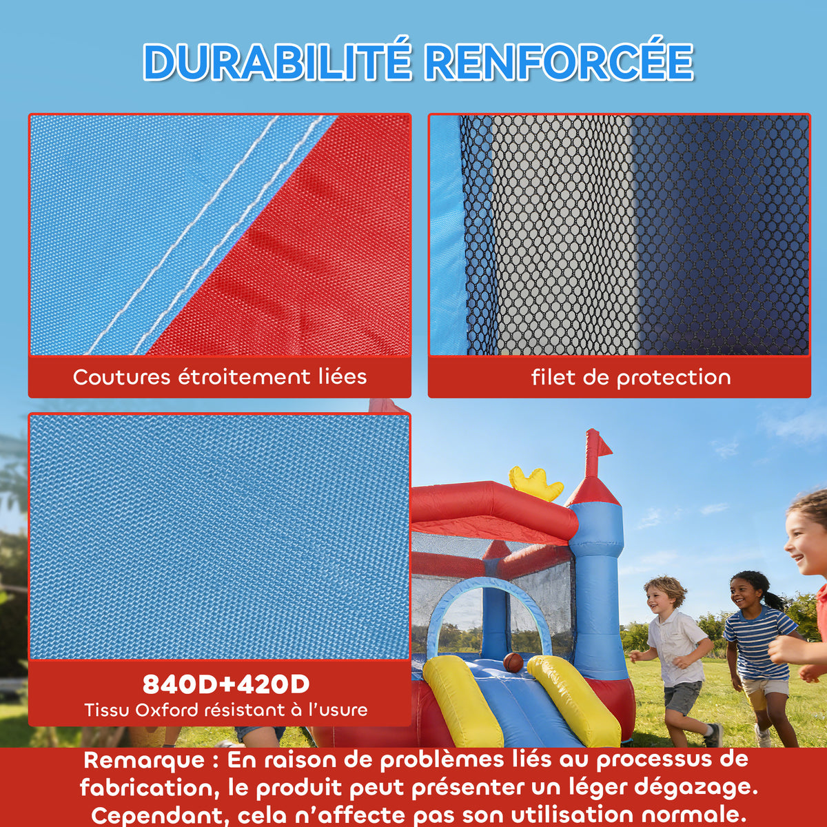 Château gonflable avec souffleur, aire de jeux gonflable avec toboggans, trampoline, piscine à balles, multicolore-4
