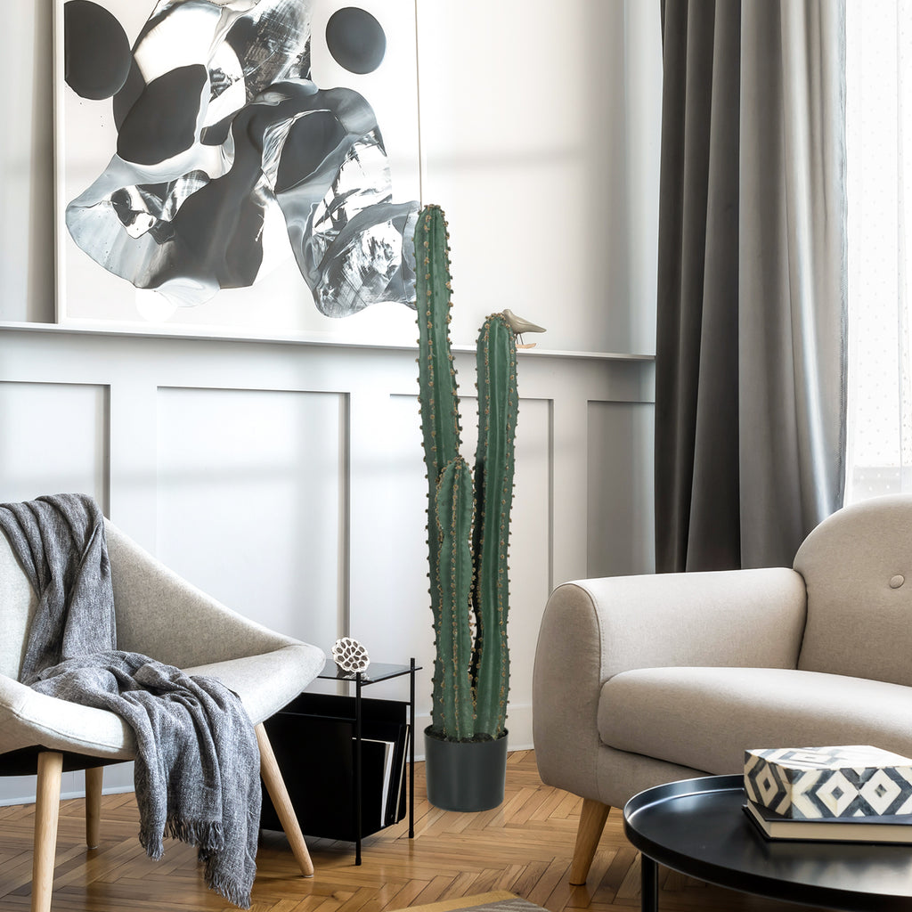 Cactus artificiel grand réalisme plante artificielle grande taille dim. Ø 18 x 120H cm vert-1