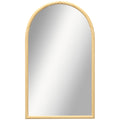 Miroir mural arche, 110 x 65 cm Cadre en bois, Miroir arqué pour le salon, la chambre, l'entrée, bois naturel-0
