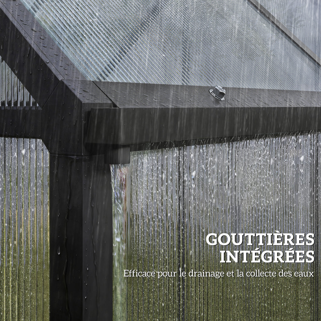 Serre de Jardin en Aluminium Polycarbonate, Montage Rapide, Fenêtre Réglable, Porte Battante, 178x168x195cm, Transparent-8