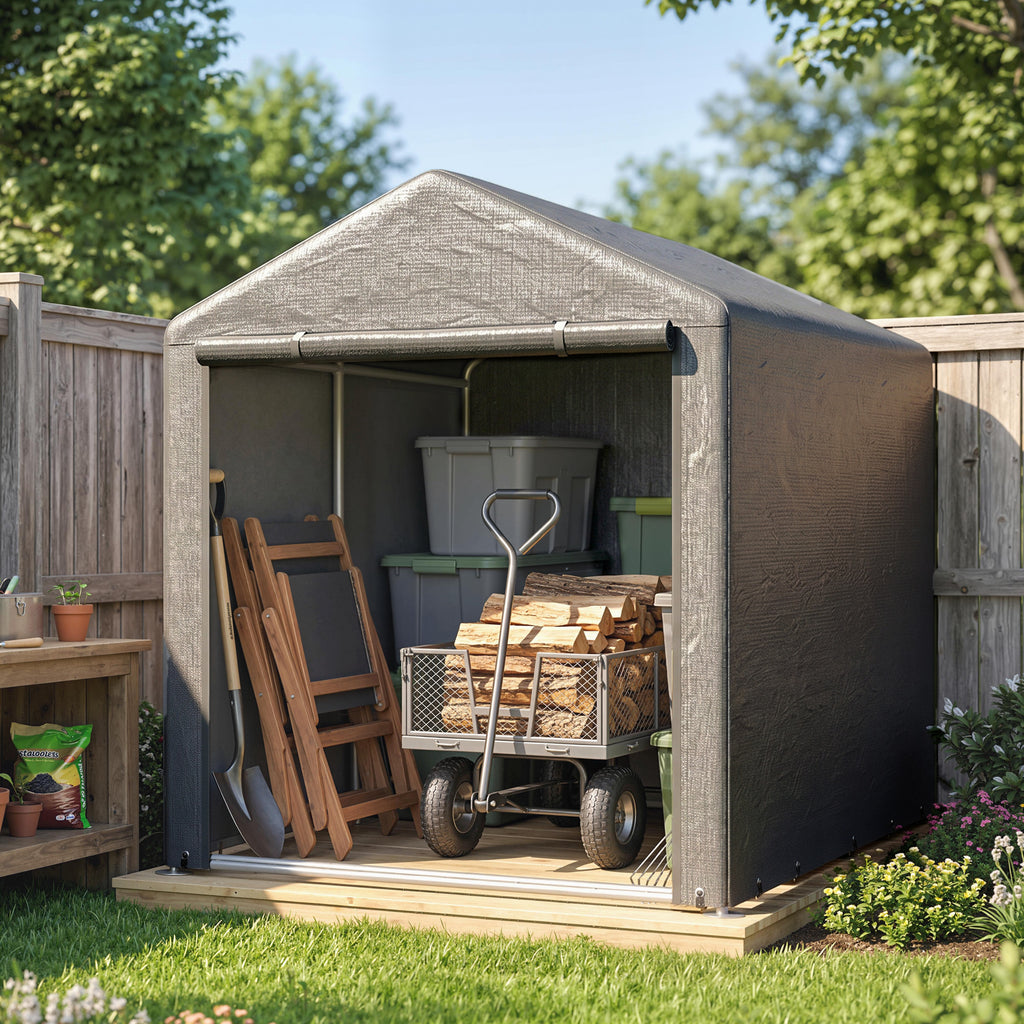 Abri de jardin tente de stockage portable abri de vélo garage pour extérieur avec cadre en acier galvanisé grande porte-7