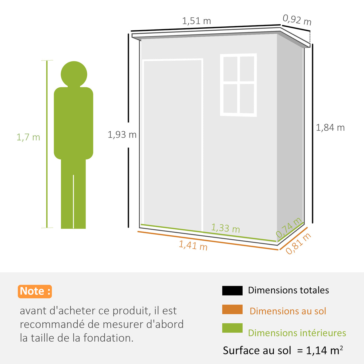 Abri de jardin 1,14 m² pour outils - porte verrouillable, aération et fenêtre - dim. 151L x 92l x 193H cm  - plastique, gris-2