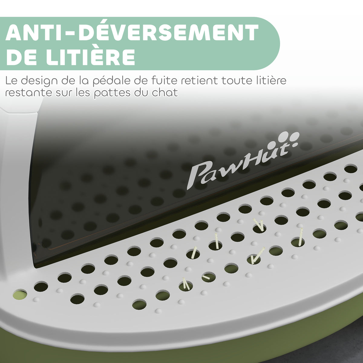 Maison de toilette pour chat bac à litière fermé chat poignée de transport porte translucide 40,5 x 52 x 39 cm vert-5